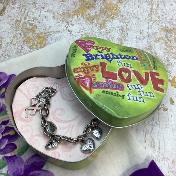 Vintage Brighton Silver and Pink Charm Bracelet Breast Cancer Awareness - Picture 2 of 5